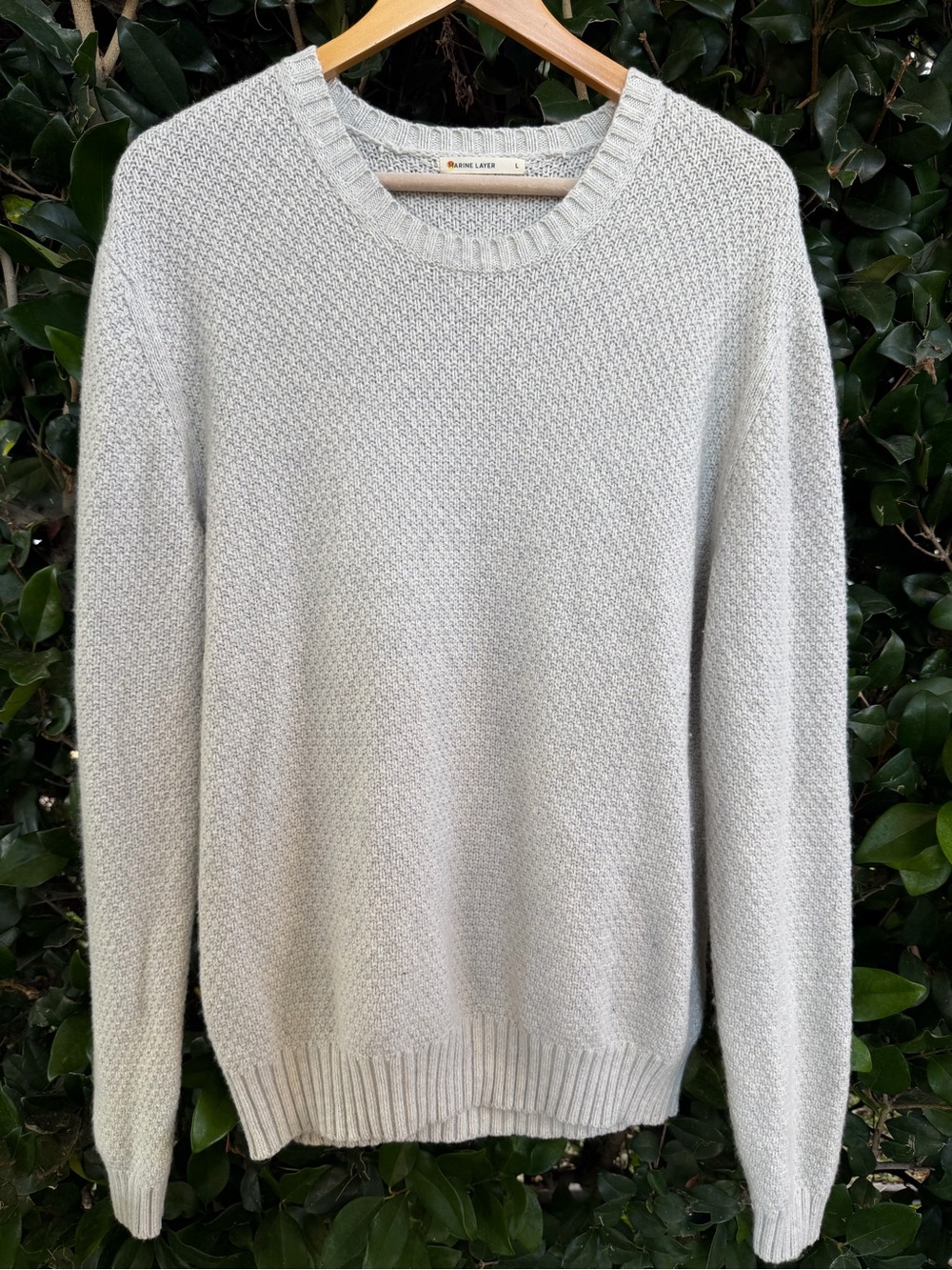 Marine Layer Light Gray Crewneck Knit Sweater